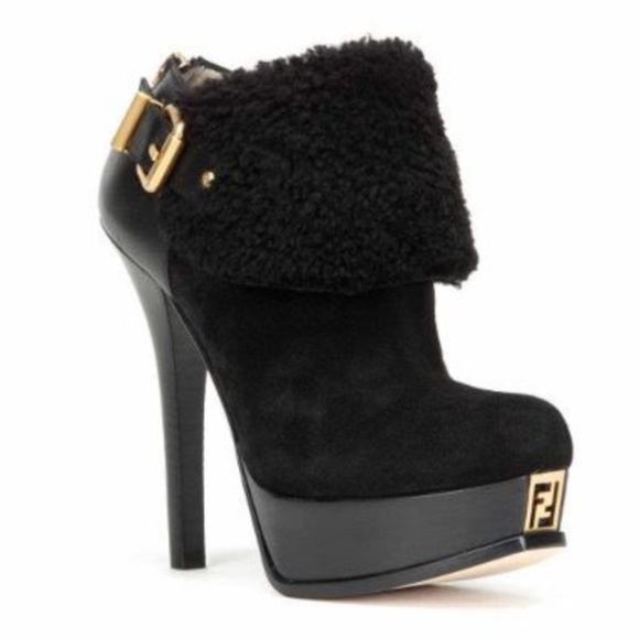 Fendi Shoes - Fendi Fendista Shearling fur Suede boots sz 39